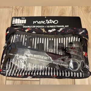 NWT Marc Tetro Pop Art dog 10 pc Travel Bottle Set with zip Pouch